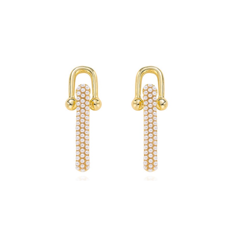 Pearl Chain Link Drop Earrings